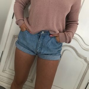 High Waisted, Light wash Vintage Denim Jean Shorts